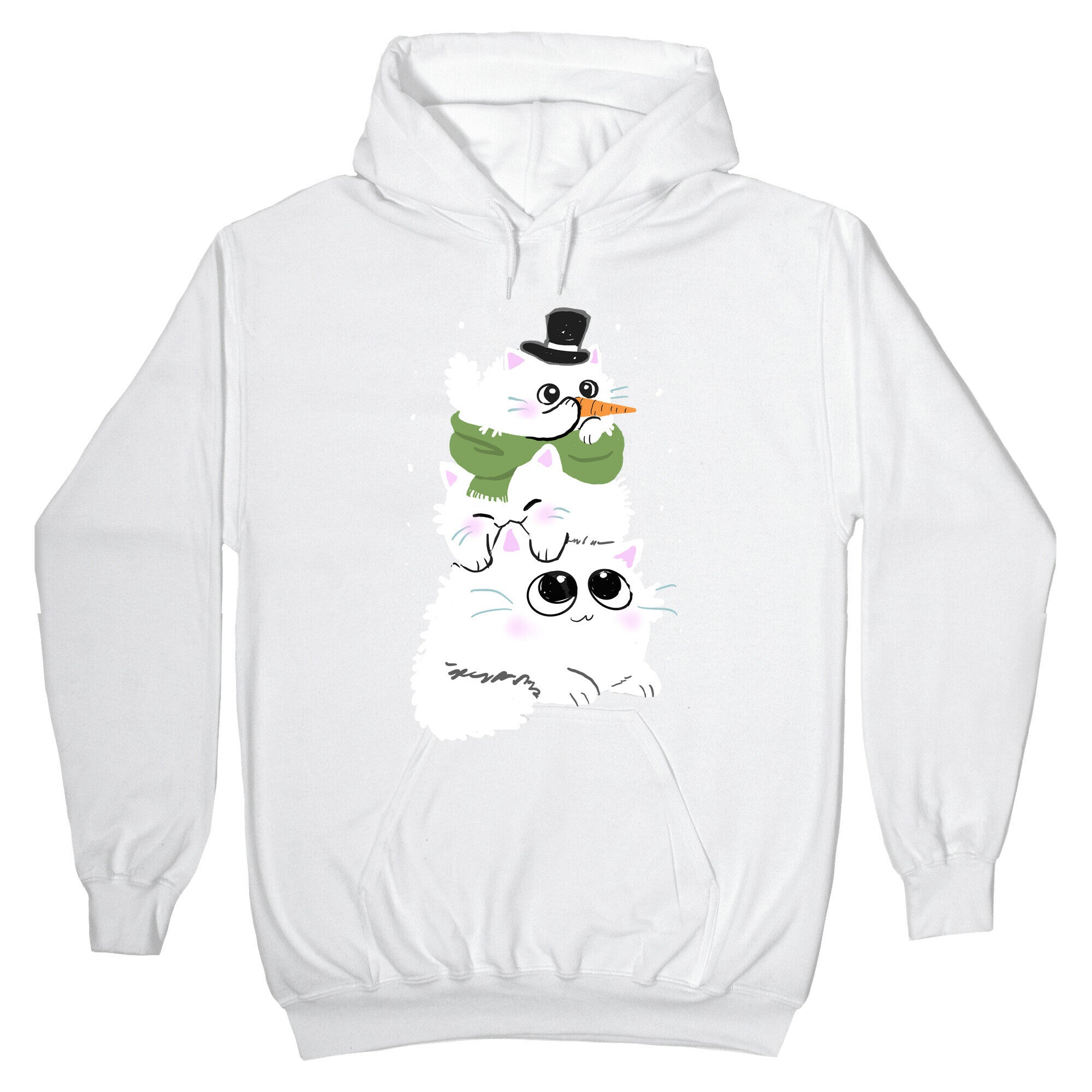Cat Stack Snowman Hoodie